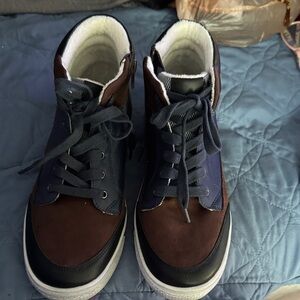 Unisex Brown and Blue High-Top Sneakers